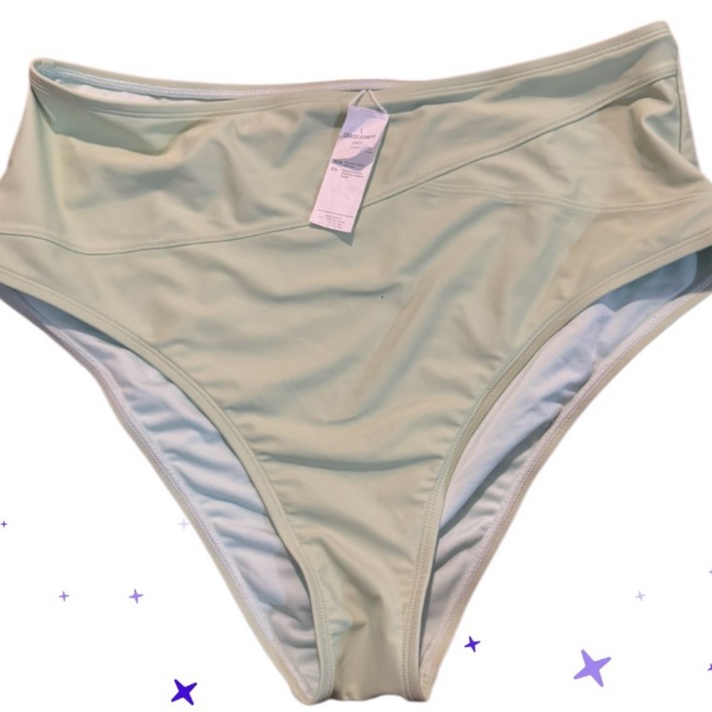 Cupshe Light Green High-Waisted Bikini Bottom
